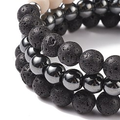 3 Stück 3 Stil Natur- und Synthetik-Edelstein-Perlen-Stretch-Armbänder mit buddhistischem Kopf für Frauen&nbsp;BJEW-JB08498