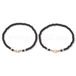 2 ensemble de bracelets extensibles en perles de verre de 2 styles pour femmes&nbsp;BJEW-JB11373-04