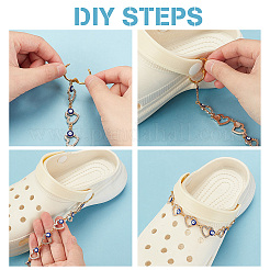 1 Set Legierung Emaille Kristall Strass Herz mit bösen Blick Link Schuh Dekoration Kette&nbsp;FIND-NB0004-13