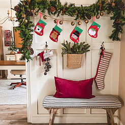 12 pièce 4 styles de décoration de sac cadeau de bas de Noël en tissu&nbsp;FIND-SP0020-60B