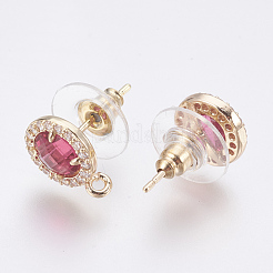 Accessoires de puces d'oreilles en verre à facettes&nbsp;GLAA-F084-B03
