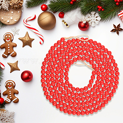 Pendentifs décoratifs en perles rondes en bois pour décorations de Noël&nbsp;HJEW-WH20003-49A