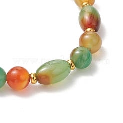 Bracelets extensibles en agate paon naturelle teinte et chauffée&nbsp;BJEW-JB13443
