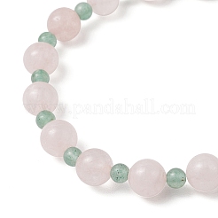 Braccialetti elastici con perline rotonde in avventurina verde naturale e quarzo rosa per donna&nbsp;BJEW-JB11926-01