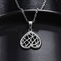 Collares colgantes de acero inoxidable 304 con forma de corazón de malla&nbsp;NJEW-M096-12P