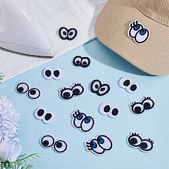60 stücke 6 arten gemischt auge baumwolle/polyester stickerei eisen auf kleidung patches&nbsp;DIY-NB0015-50