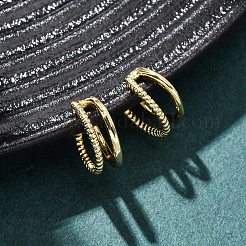 Orecchini a polsino in ottone a forma di C a due strati&nbsp;EJEW-G445-01G