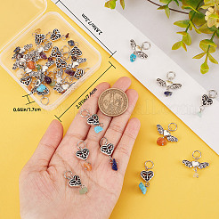 4 Sets 2 Stile Chakra natürliche & synthetische gemischte Steinsplitter Legierung Anhänger&nbsp;FIND-CN0001-40