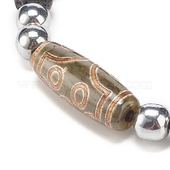 2 pz 2 braccialetti di perline di mala in stile con perline dzi di agata tibetana&nbsp;BJEW-JB08020