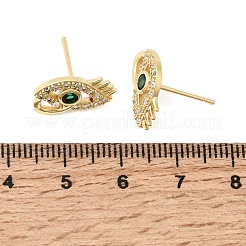 Boucles d'oreilles puces en laiton serties de micro-pavés de zircone cubique&nbsp;EJEW-C186-20G-03