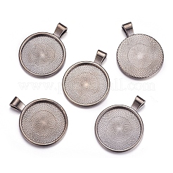 Flache runde Legierung Anhänger Fassungen&nbsp;LS-PALLOY-A15654-B
