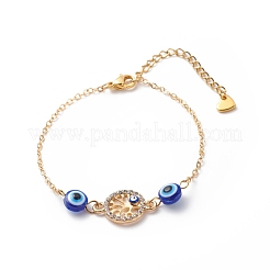 Bracelet coulissant à maillons mauvais œil en cristal et résine&nbsp;BJEW-JB08630