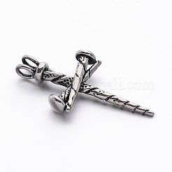 Pendentifs gothiques rétro en acier inoxydable 304 en forme de croix&nbsp;X-STAS-E094-08AS