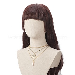 3 pièces 3 style naturel rose quartz balle et alliage soleil pendentif colliers sertis de chaînes gourmettes en laiton pour les femmes&nbsp;NJEW-JN04170
