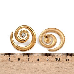 Boucles d'oreilles à tige en spirale vortex en strass en acier inoxydable 304&nbsp;EJEW-K314-01G