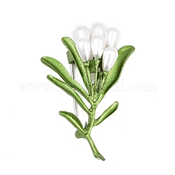 Broches de solapa de aleación con forma de flor y perlas de imitación&nbsp;JEWB-B037-01A