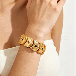 Bracelet manchette exotique en laiton à motif croissant de lune et strass&nbsp;OM4527