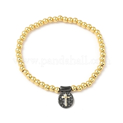 Braccialetti con ciondoli ovali in ottone&nbsp;BJEW-B148-03B-04