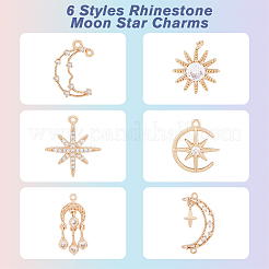 24pcs 6 styles pendentifs en laiton micro pavé de zircone cubique&nbsp;KK-DC0002-84