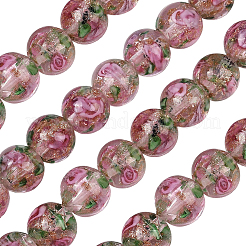 1 brin de perles de lampwork faites à la main en sable doré&nbsp;LAMP-PA0001-77C