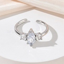 Offene Manschettenringe aus Messing mit Mikropavé und Zirkonia für Damen&nbsp;RJEW-L343-14P-04