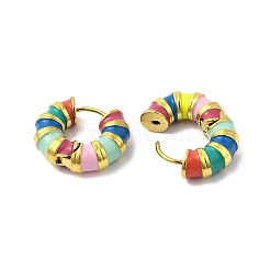 Aretes de aro redondos con esmalte&nbsp;EJEW-Q704-05G-06