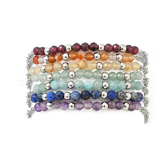 7 bracciale con perline di pietre preziose naturali di 7 colori&nbsp;BJEW-JB11835
