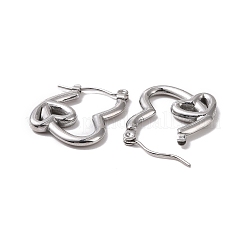 Pendientes de aro con doble corazón de acero inoxidable 304 para mujer&nbsp;EJEW-G326-06P