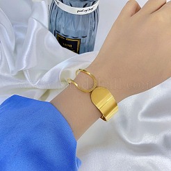Bracelets manchette larges en acier inoxydable 304 creux&nbsp;BJEW-G689-01G