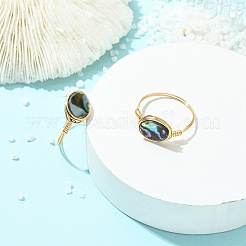 Ovale Fingerringe aus Abalone-/Paua-Muschel&nbsp;RJEW-JR01032
