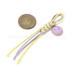 6 pièce de cordon en polyester ciré coréen et pendentif en alliage émaillé en forme de visage souriant pour ornements de sac&nbsp;HJEW-JM04416