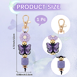1 colgante de flor de mariposa de silicona con dibujos animados&nbsp;HJEW-CP0001-17A