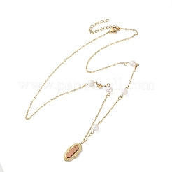 Colliers à pendentif ovale en acier inoxydable 304&nbsp;NJEW-A045-23G