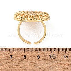 Verstellbare Manschettenringe aus Messing mit Mikropflaster und Zirkonia für Damen&nbsp;RJEW-B139-06G