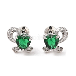 Boucles d'oreilles à clous en zircone cubique micro pavée de laiton placage en rack&nbsp;EJEW-I304-06P