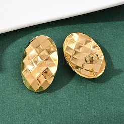 Pendientes ovalados con rombos de acero inoxidable 304&nbsp;EJEW-I320-21G-01