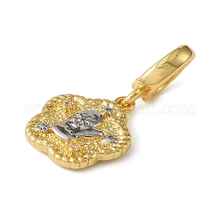 Weihnachtsschmuck aus Messing mit Strass-Blumenanhänger&nbsp;KK-H498-01G-09