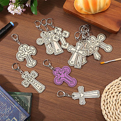 36 Stück 12 Stile unfertiger Holzkreuz-Schlüsselanhänger&nbsp;DIY-GL0006-34