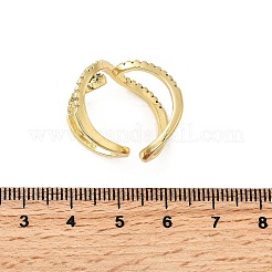 Manschettenringe aus Messing mit Mikropavé-Zirkonia für Damen&nbsp;RJEW-F188-01G