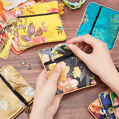 10 Stück 10 Farben Retro quadratische Stoff-Reißverschlussbeutel&nbsp;ABAG-PH0001-31