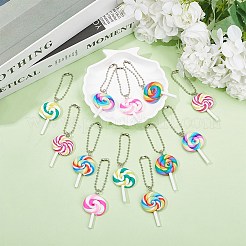 12 Stück 6 Farben handgemachte Polymer Clay Lollipop Anhänger Dekoration&nbsp;HJEW-CP0001-14