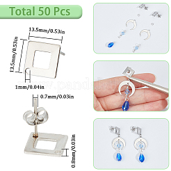 50 Stück Ohrstecker-BeZubehör aus 304 Edelstahl&nbsp;STAS-SC0008-58
