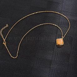 Natürliche Rosenquarz-Rhombus-Anhänger-Halskette mit Messingketten&nbsp;LS-VW7781-1