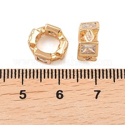 Europäische Perlen aus Messing mit Mikropavé-Fassung und klaren Zirkonia-Unterlegscheiben&nbsp;KK-L261-04G