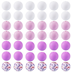 70 Stück 4 Stile Silikonperlen runde Gummiperle 15mm lose Abstandsperlen für DIY-Zubehör Schmuck Schlüsselanhängerherstellung&nbsp;FIND-TA0010-31B