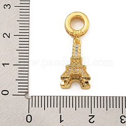 Gestellplattierung Messing klare Zirkonia europäische Anhänger&nbsp;KK-U035-25G
