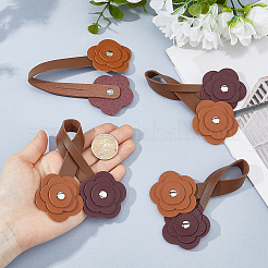 4 pendentif décoratif en forme de fleur en cuir PU&nbsp;AJEW-FH0009-99A