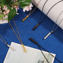 Collier pendentif rectangulaire en acier inoxydable 201/fer recouvert de laiton&nbsp;NJEW-CO0001-01