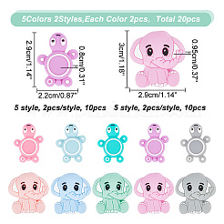 20 set di 10 perline in silicone di stile&nbsp;SIL-AR0001-09