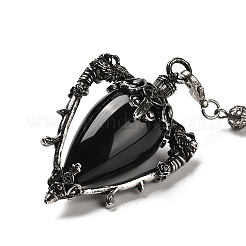 Colgantes de péndulo de radiestesia triangular de obsidiana natural&nbsp;G-G022-01AS-07